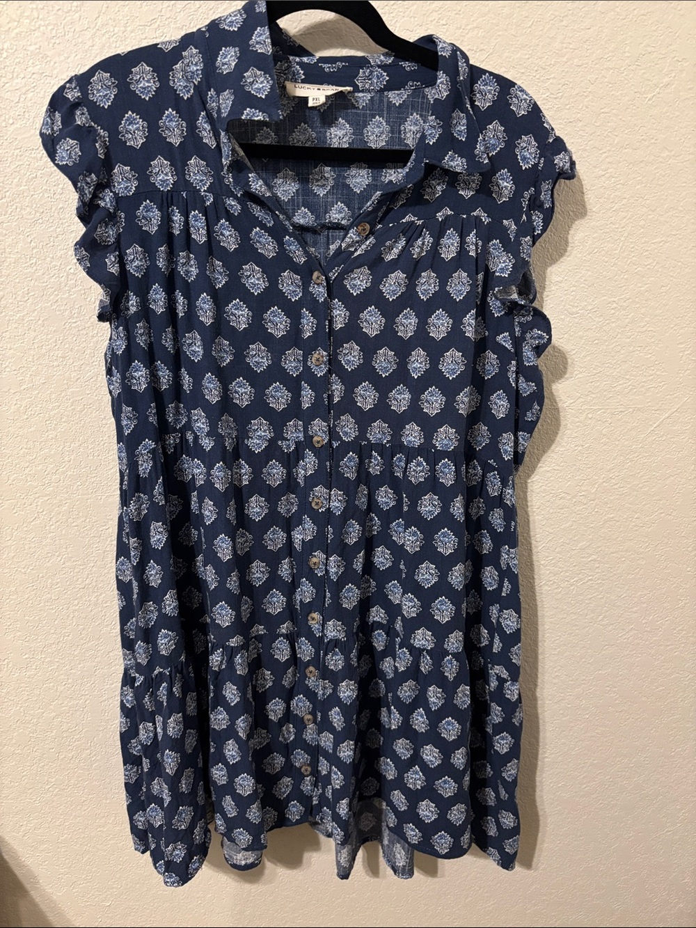 Lucky Brand Navy Blue Floral Print Dress